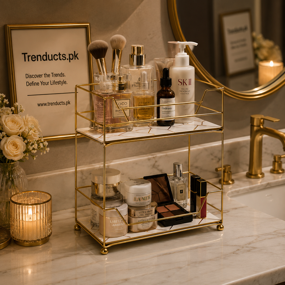 2-Tier Elite Vanity Tower – High-Capacity Luxury Countertop Organizer
