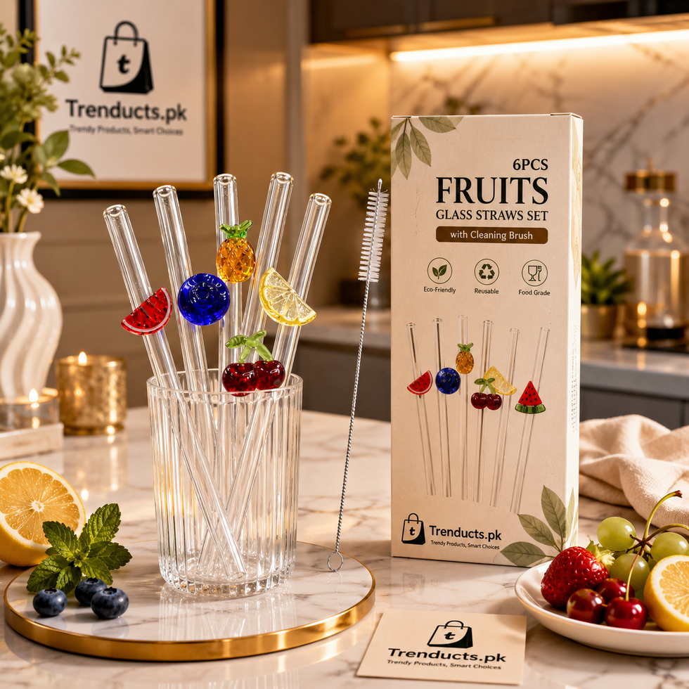 Premium 6-Piece Borosilicate Glass Straws Set – Reusable Eco-Friendly Drinking Straws