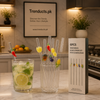 Premium 6-Piece Borosilicate Glass Straws Set – Reusable Eco-Friendly Drinking Straws