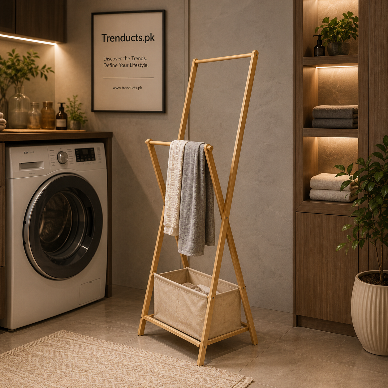 Bamboo A-Frame Folding Garment Rack – Minimalist Clothing Stand