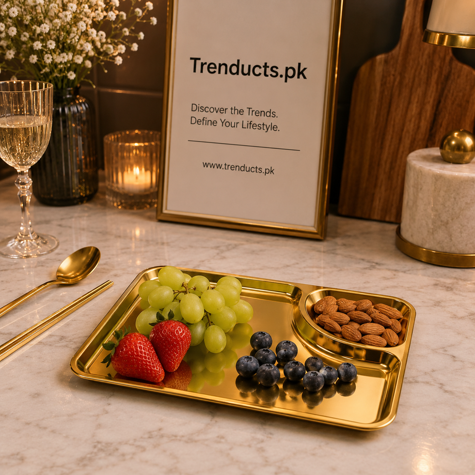 Stainless Steel Serving Plate – Luxury Dual-Compartment Snack & Appetizer Tray