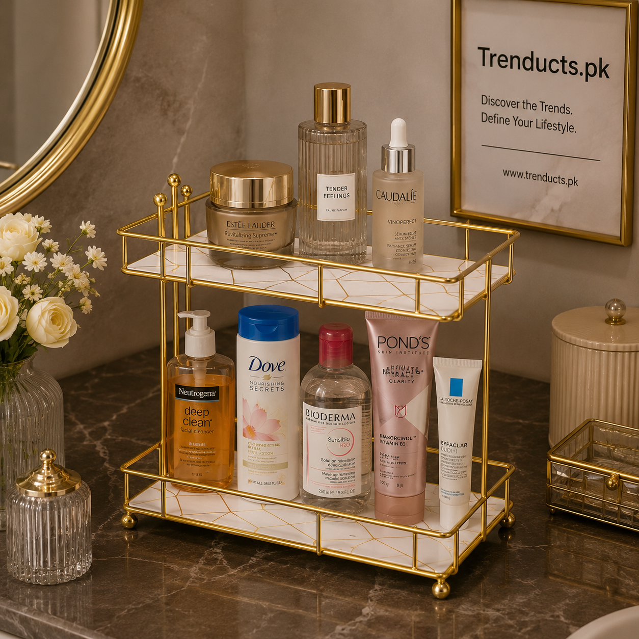 2-Tier Luxury Vanity Storage & Organizer Rack