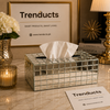 Luxe Silver Tissue Case – Premium Full-Coverage Mosaic Mirrored Dispenser