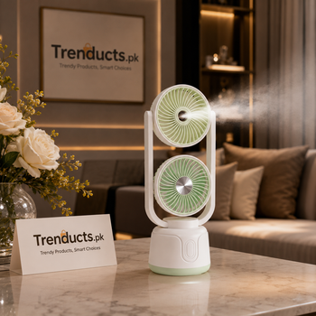 Dual-Head Cooling Mist & Fan – 2-in-1 USB Rechargeable Personal Humidifier Fan