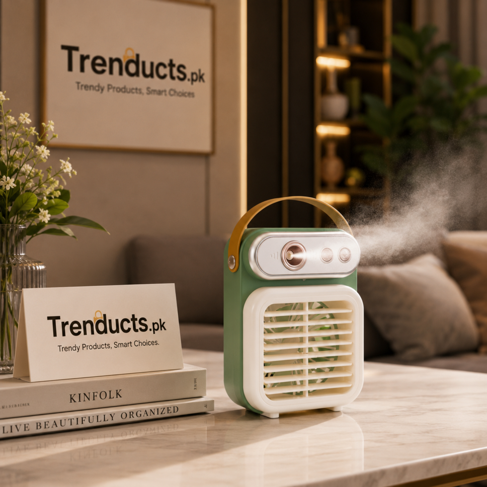 Vintage Desktop Evaporative Air Cooler – 3-in-1 Rechargeable Mini Spray Fan & Humidifier