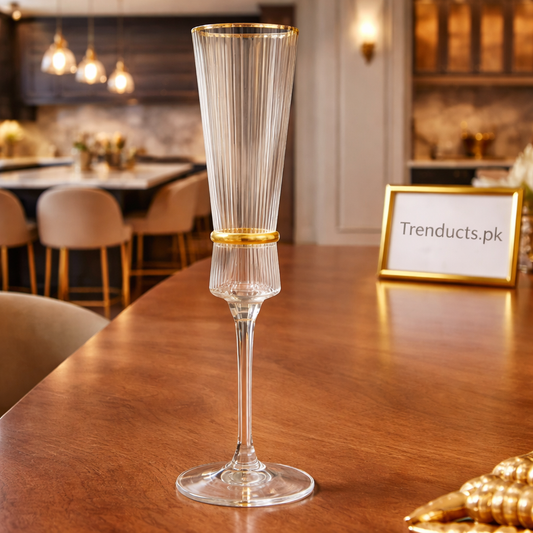 Crystal Golden Champagne Flutes – Luxurious Set of 6