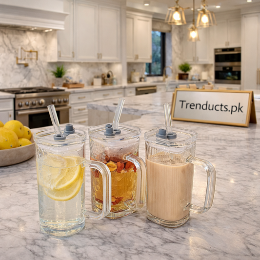 Minimalist Rectangular Glass Tumbler with Matching Glass Straw