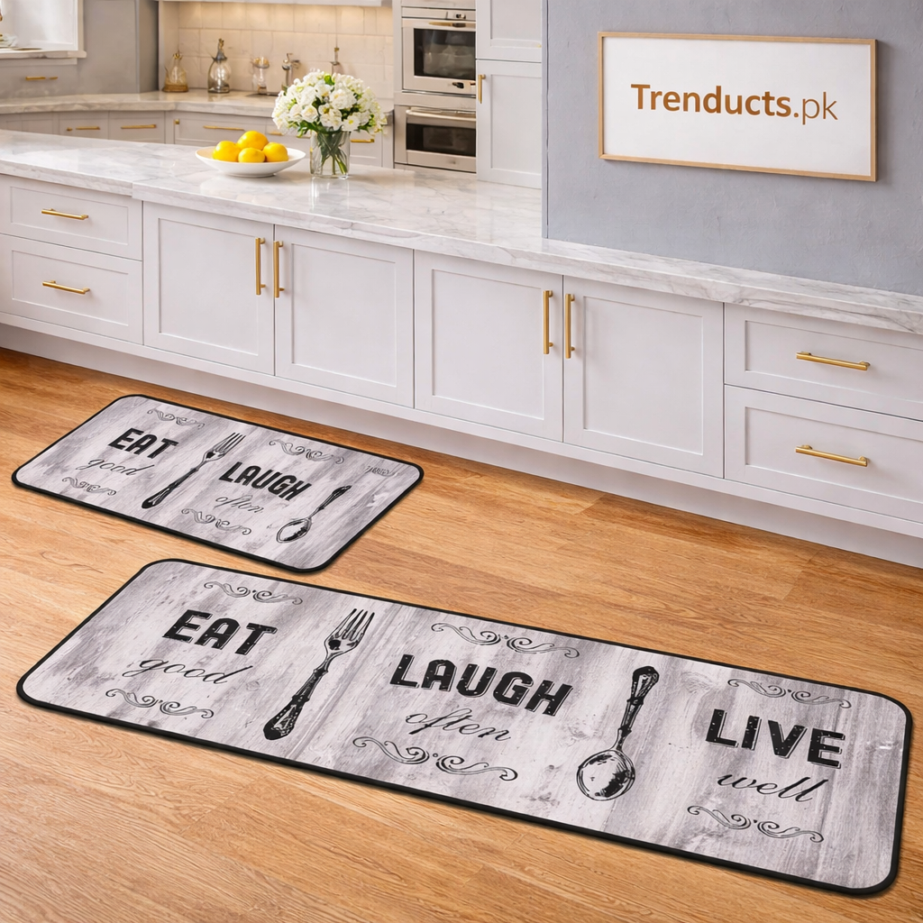 2pc Kitchen Runner Mat Set – Non-Slip Decor