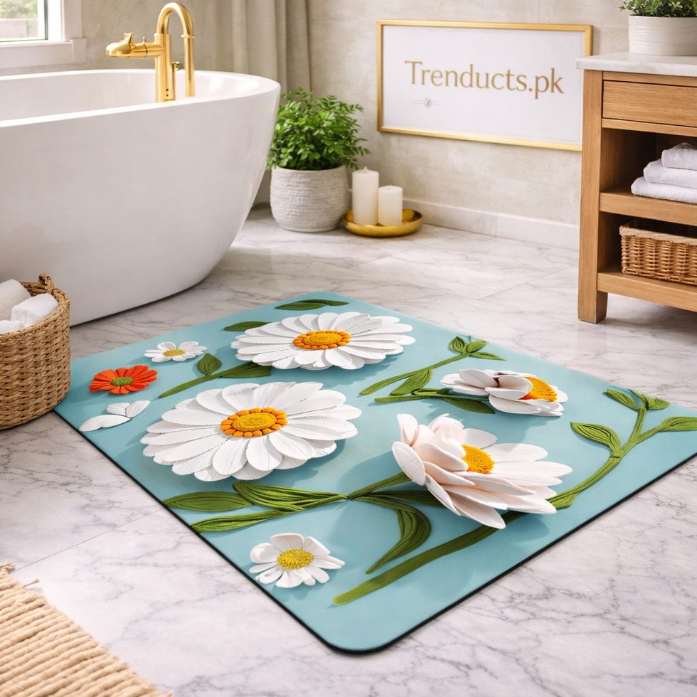 3D Daisy Flower Bathroom Mat – Soft & Absorbent