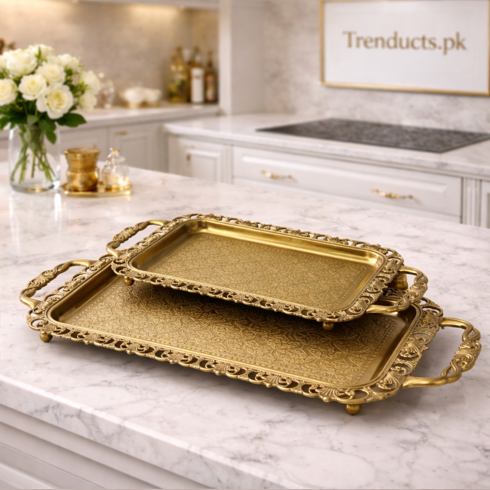 Elegant Vintage Gold Serving Tray – 3 Sizes