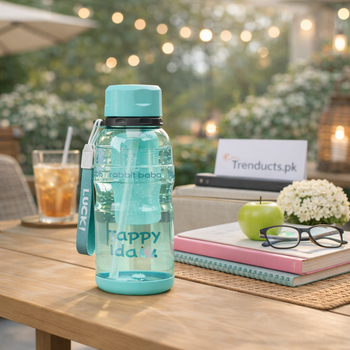 Tiffany Green 750ML Rabbit Baba sports tumbler with dolphin-themed graphics, displayed on a bright, minimalist desk.