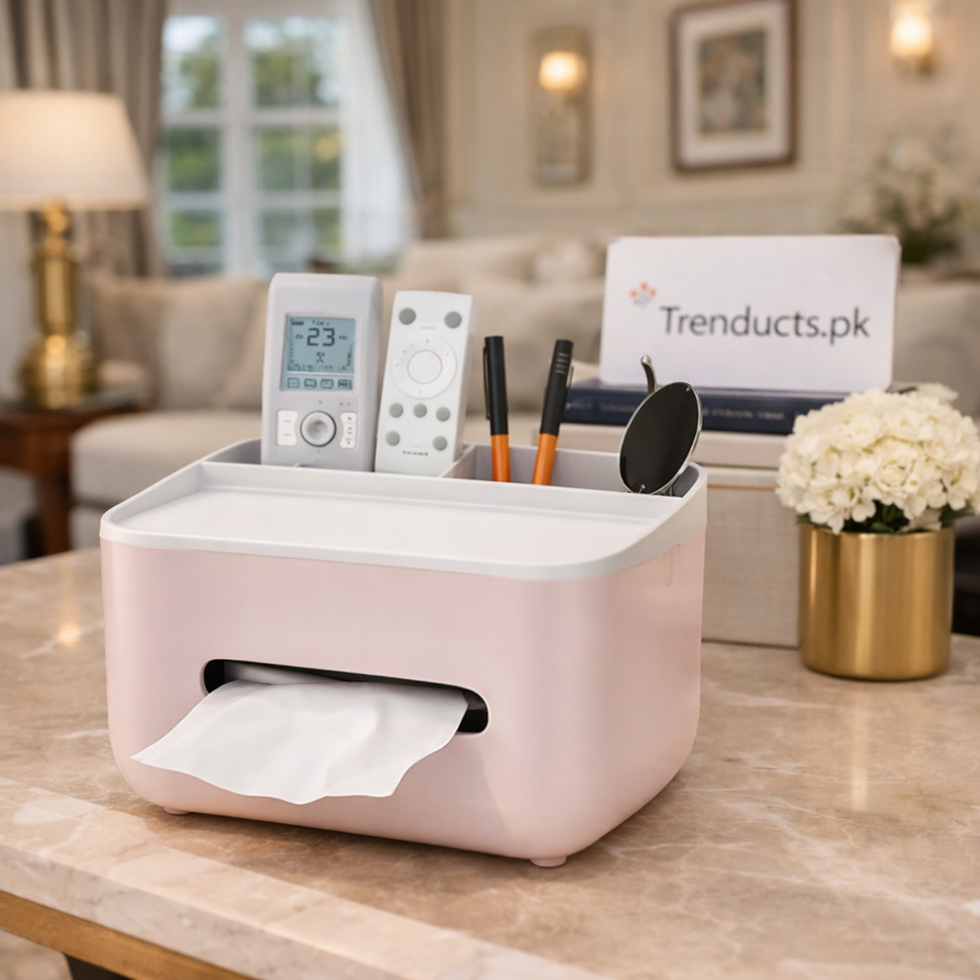 Multifunctional Desktop Tissue Box & Stationery Organizer