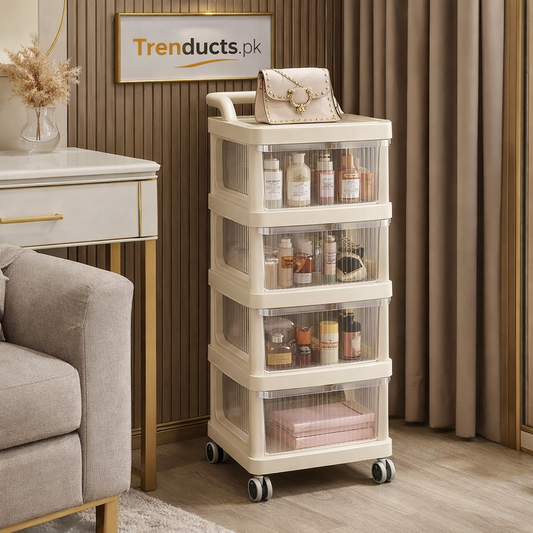 5-Layer Frosted Storage Trolley – Mobile Home & Office Organizer