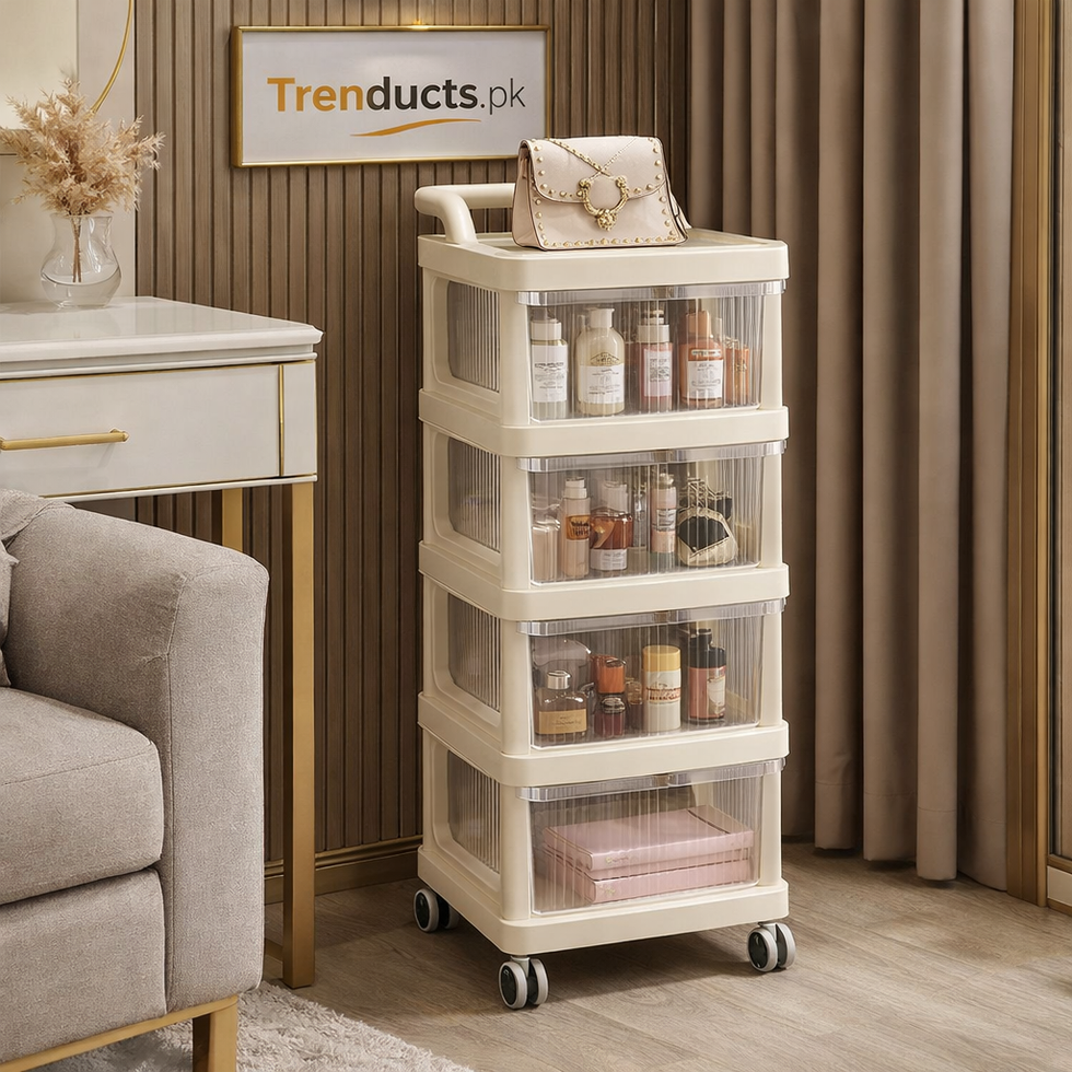 5-Layer Frosted Storage Trolley – Mobile Home & Office Organizer