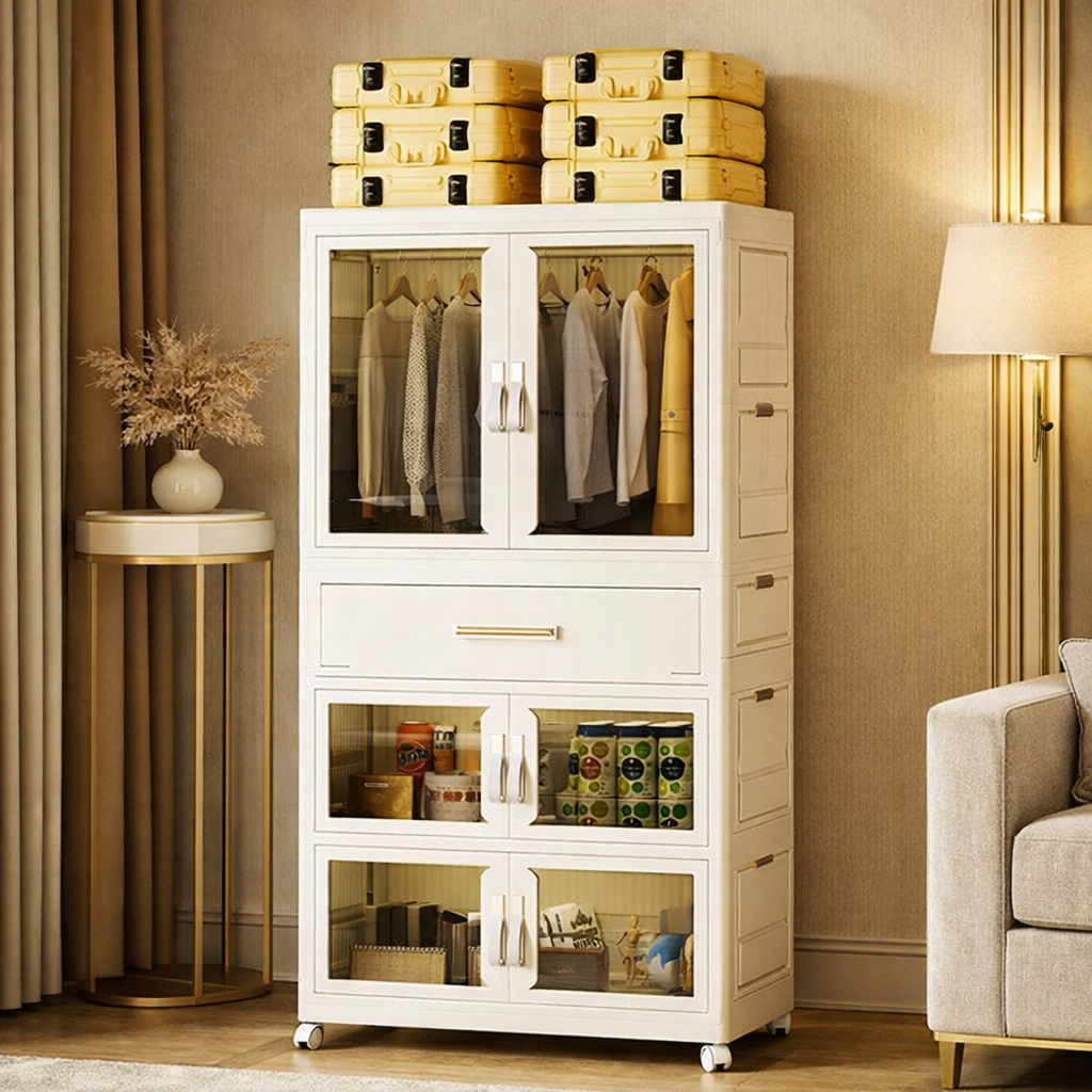 Portable Wardrobe Closet with Wheels – Heavy-Duty Storage Organizer