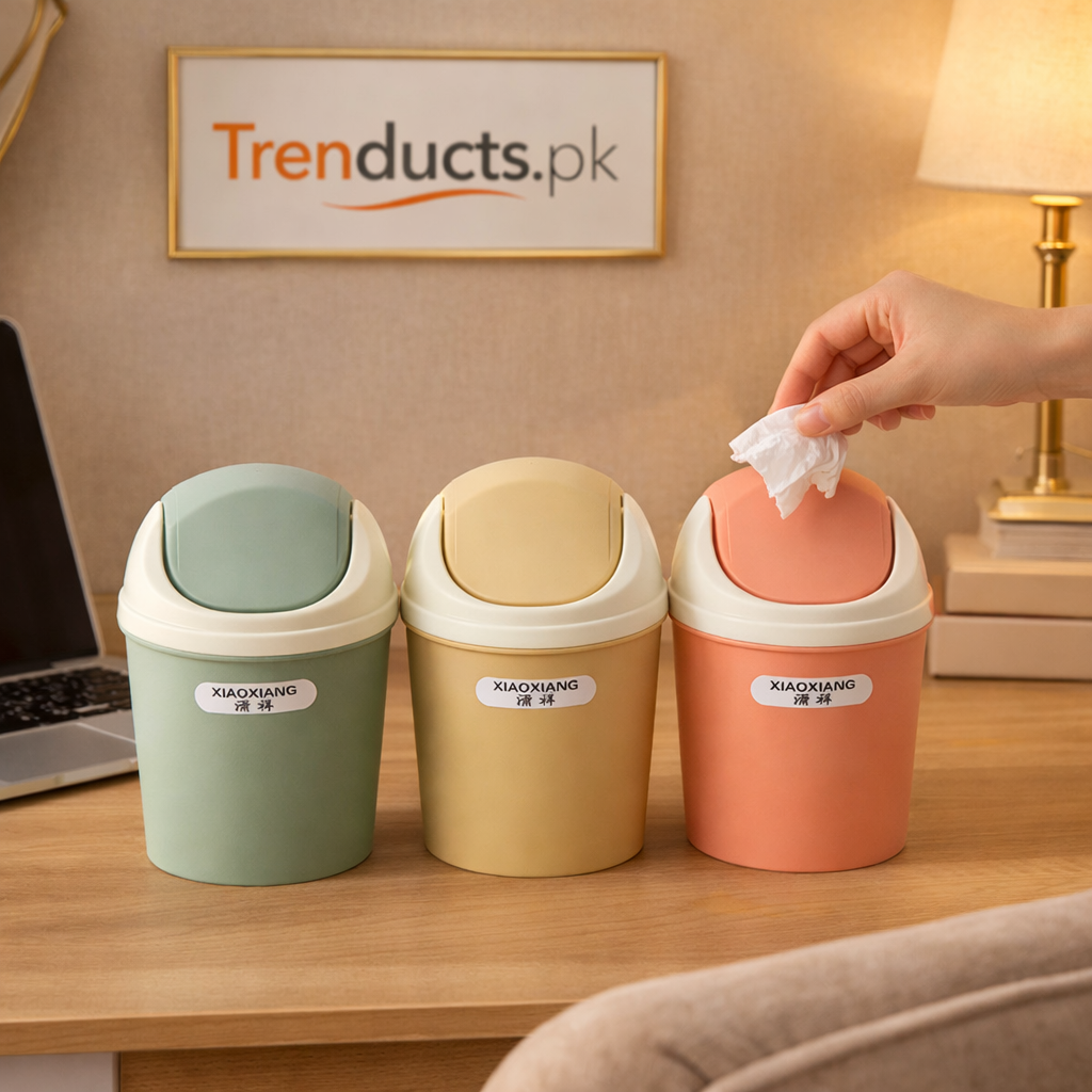 Desktop Mini Trash Can – Stylish Compact Waste Organizer (Random Color)