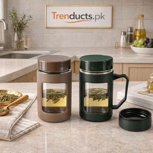 Minimalist Glass Tumbler with Bamboo Lid & Glass Straw (Random Color)