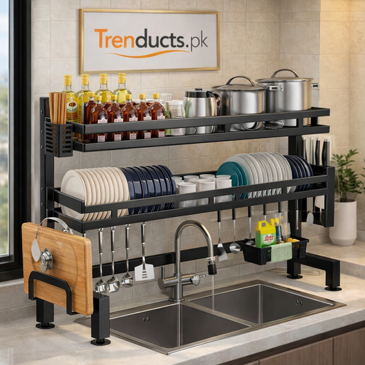 2-Layer Over-the-Sink Dish Drying Rack – Space-Saving Kitchen Organizer