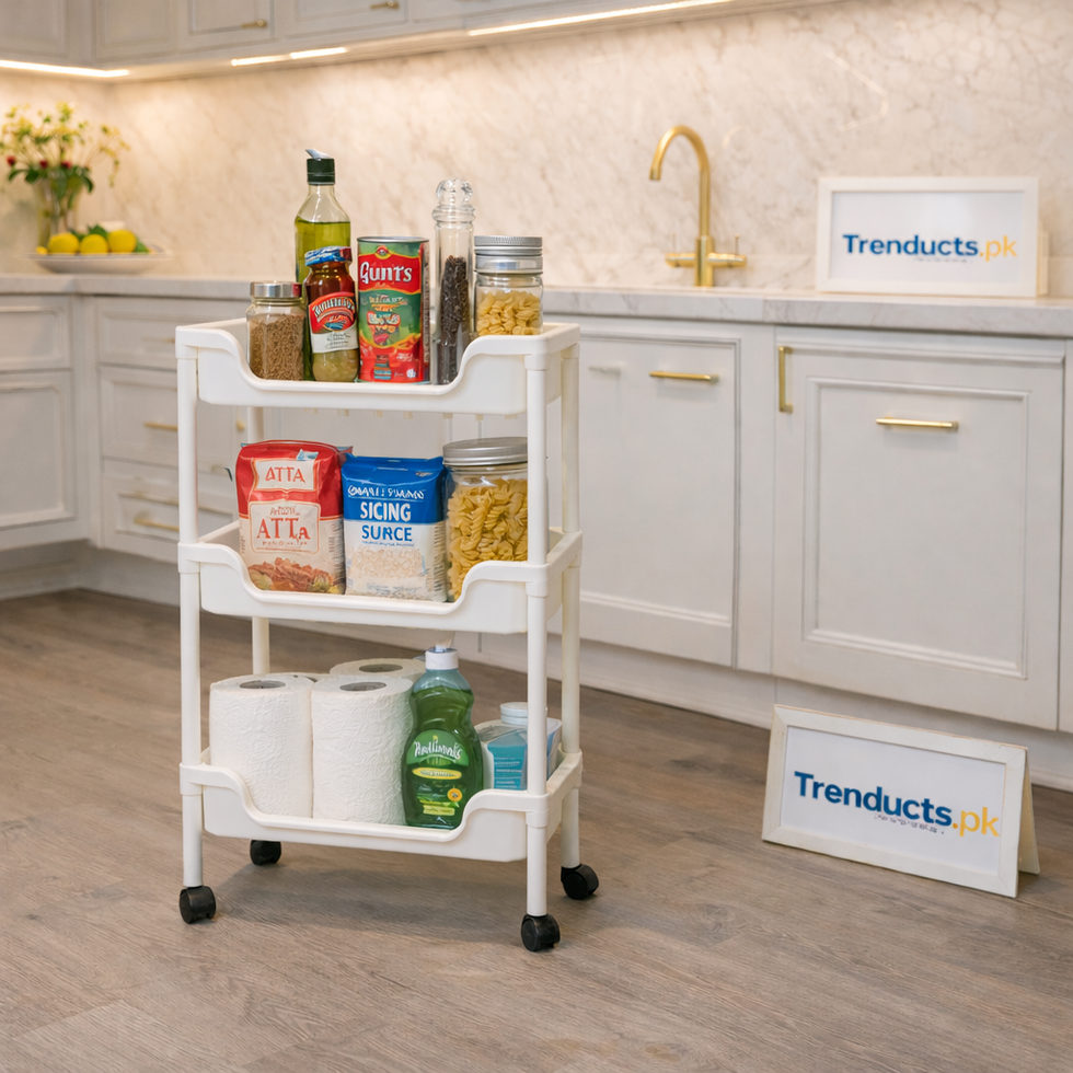Multifunctional 3-Layer Premium Plastic Storage Trolley