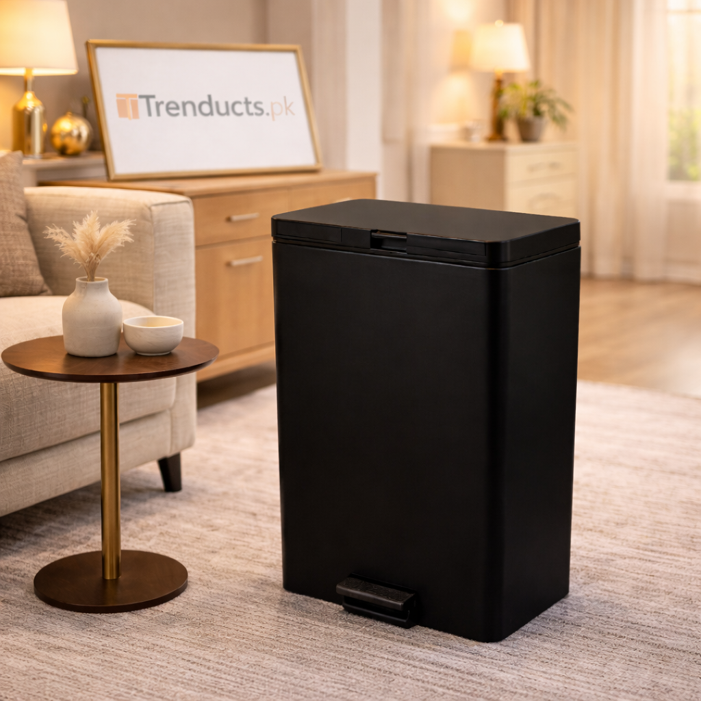 Premium Matte Black Trash Can with Soft-Close Lid