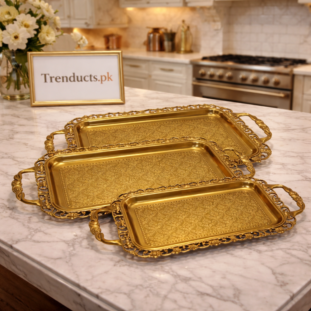Elegant Vintage Gold Serving Tray – 3 Sizes