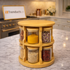 360° Rotatable Spice Jar Set – 10-Piece Bamboo Organizer