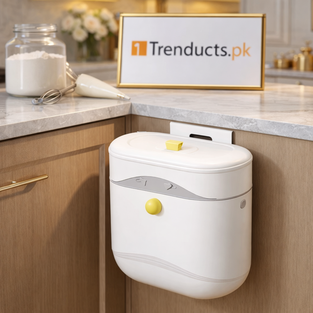 Wall-Mounted Swing-Top Waste Bin – Waterproof Space-Saver