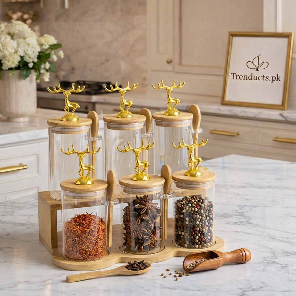 6-Piece Tiered "Stairs" Spice Jar Set – Vertical Countertop Organizer