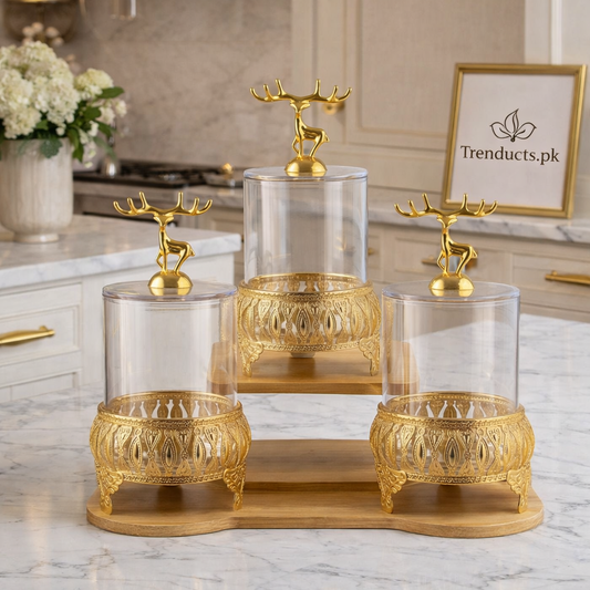 Premium 3-Piece Airtight Storage Jar Set – Classic Pantry Organizer
