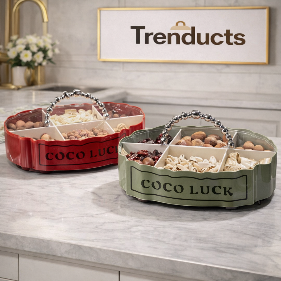Multi-Compartment Nut & Snack Storage Box – Airtight Serving Tray