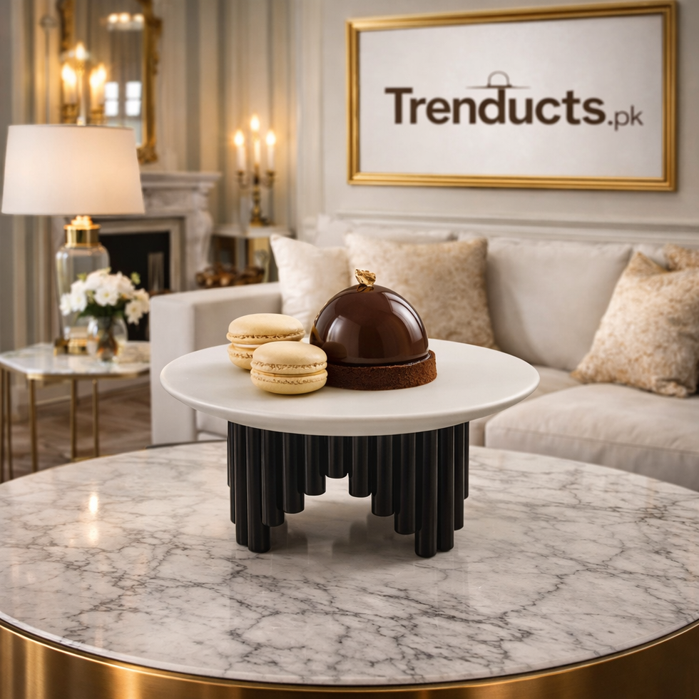 Modern Luxe Elevated Dessert Plate – Sculpted Black Base & Matte White Top