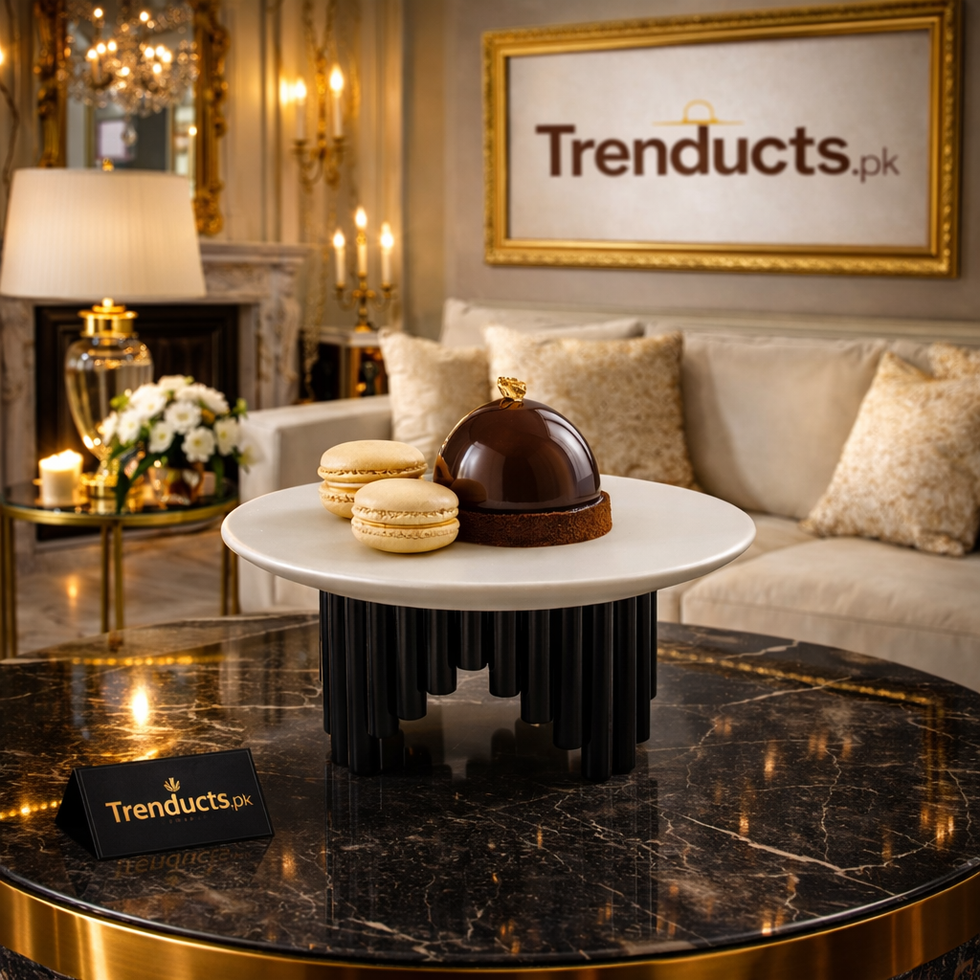 Modern Luxe Elevated Dessert Plate – Sculpted Black Base & Matte White Top