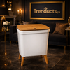 Modern Nordic Sealed Dustbin – Minimalist Waste Basket with Wooden-Finish Lid