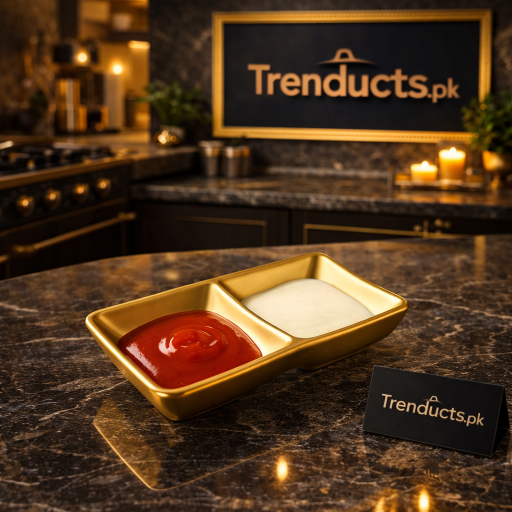 Elegant Gold Twin-Section Dip Tray – Luxury Appetizer Serving Dish