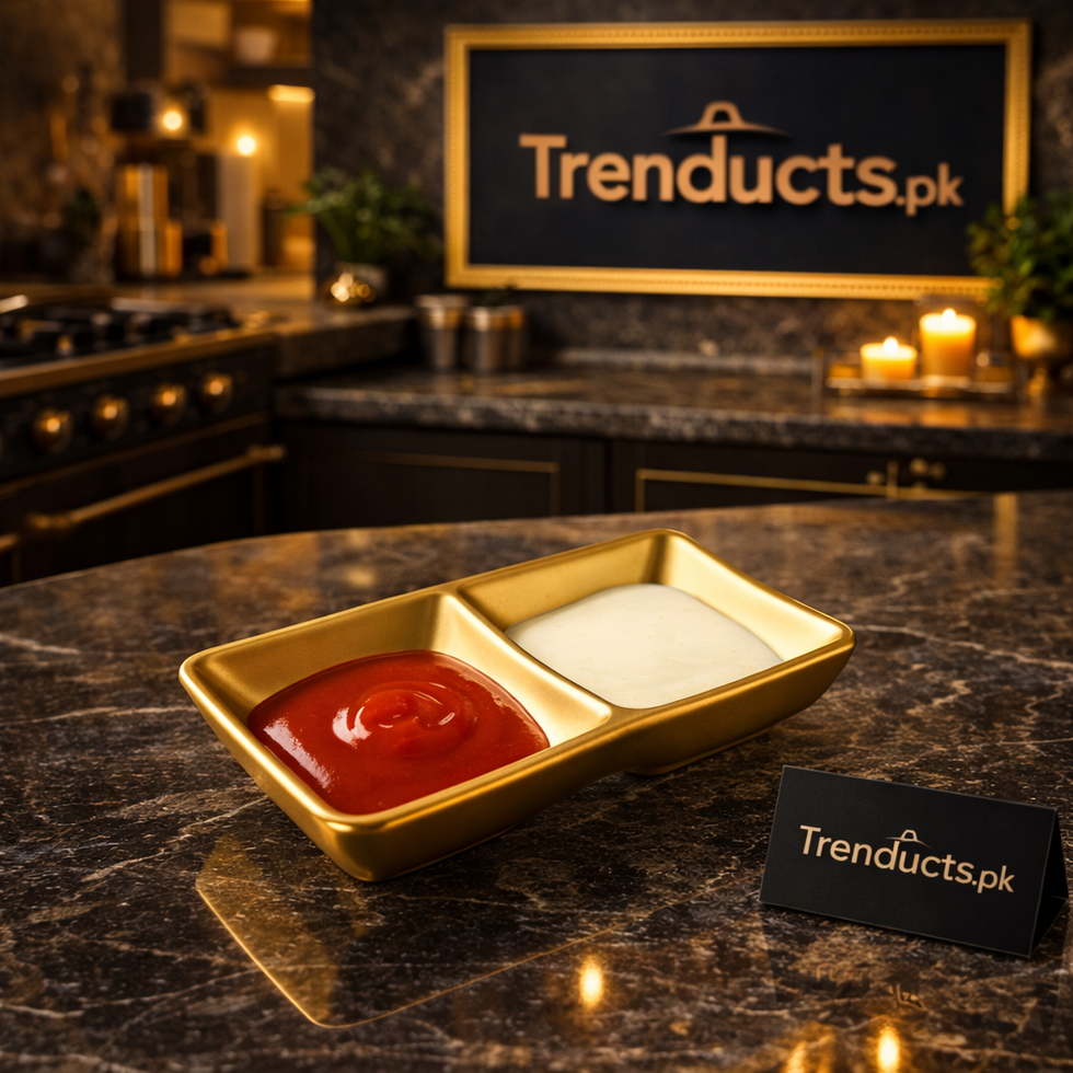 Elegant Gold Twin-Section Dip Tray – Luxury Appetizer Serving Dish