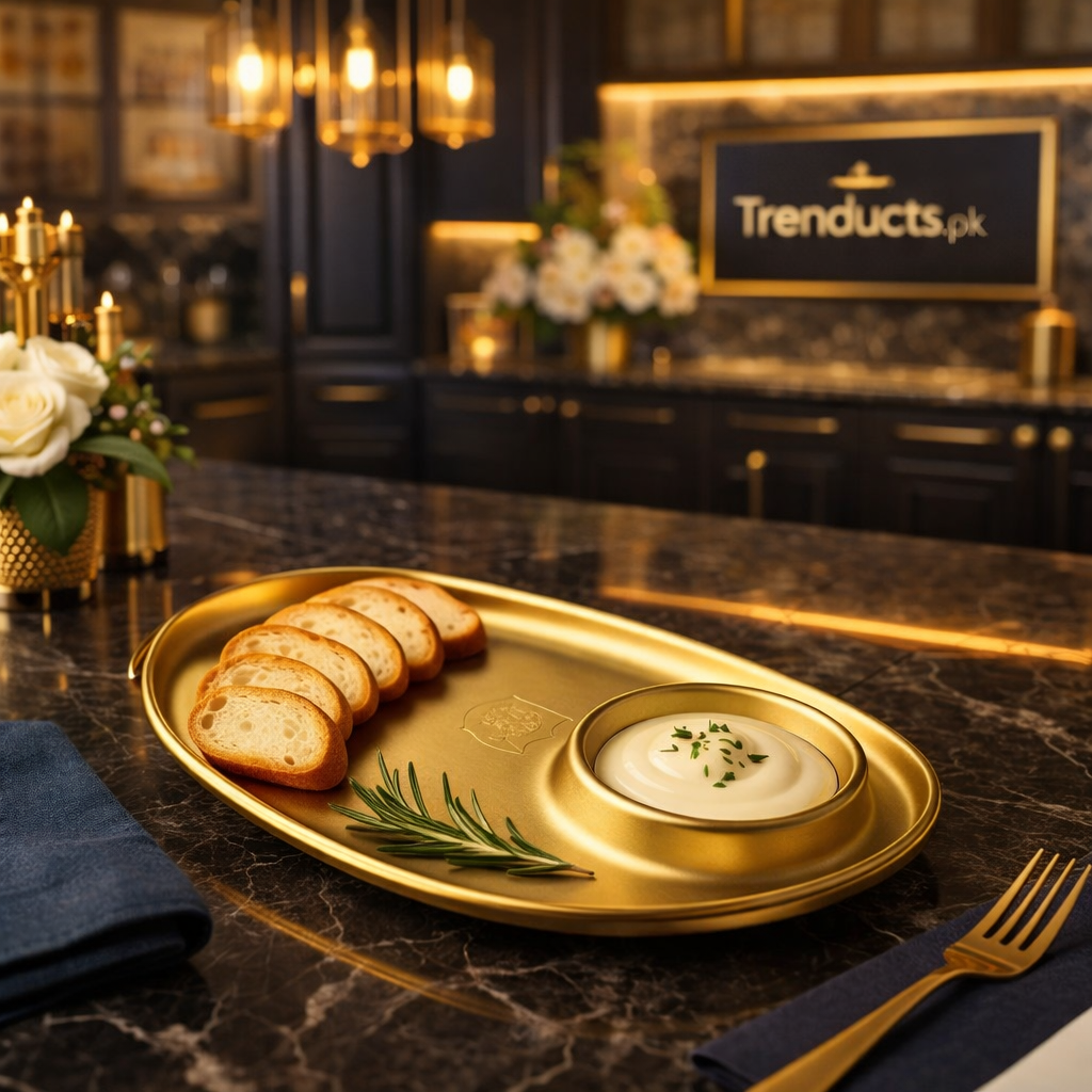 Elegant Gold Oval Snack & Dip Platter – Luxury Serving Tray