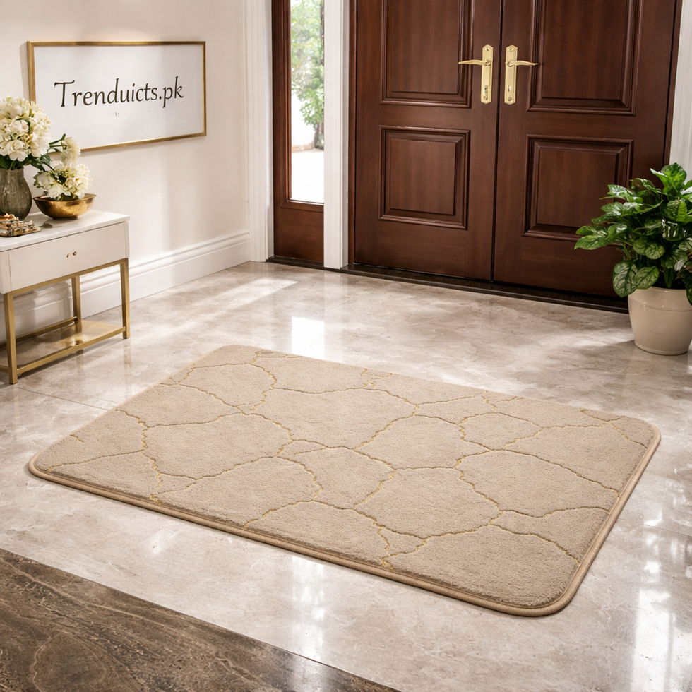 Luxurious Gold Stripe Faux Rabbit Fur Mat – Ultra-Soft Anti-Slip Accent Rug