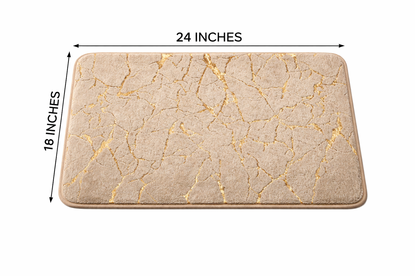 Luxurious Gold Stripe Faux Rabbit Fur Mat – Ultra-Soft Anti-Slip Accent Rug