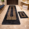 Modern Geometrical 2-Piece Runner Mat Set – Nappa Leather Fabric & Anti-Slip Rubber Base