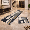 Modern Geometrical 2-Piece Runner Mat Set – Nappa Leather Fabric & Anti-Slip Rubber Base