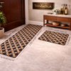 Modern Geometrical 2-Piece Runner Mat Set – Nappa Leather Fabric & Anti-Slip Rubber Base