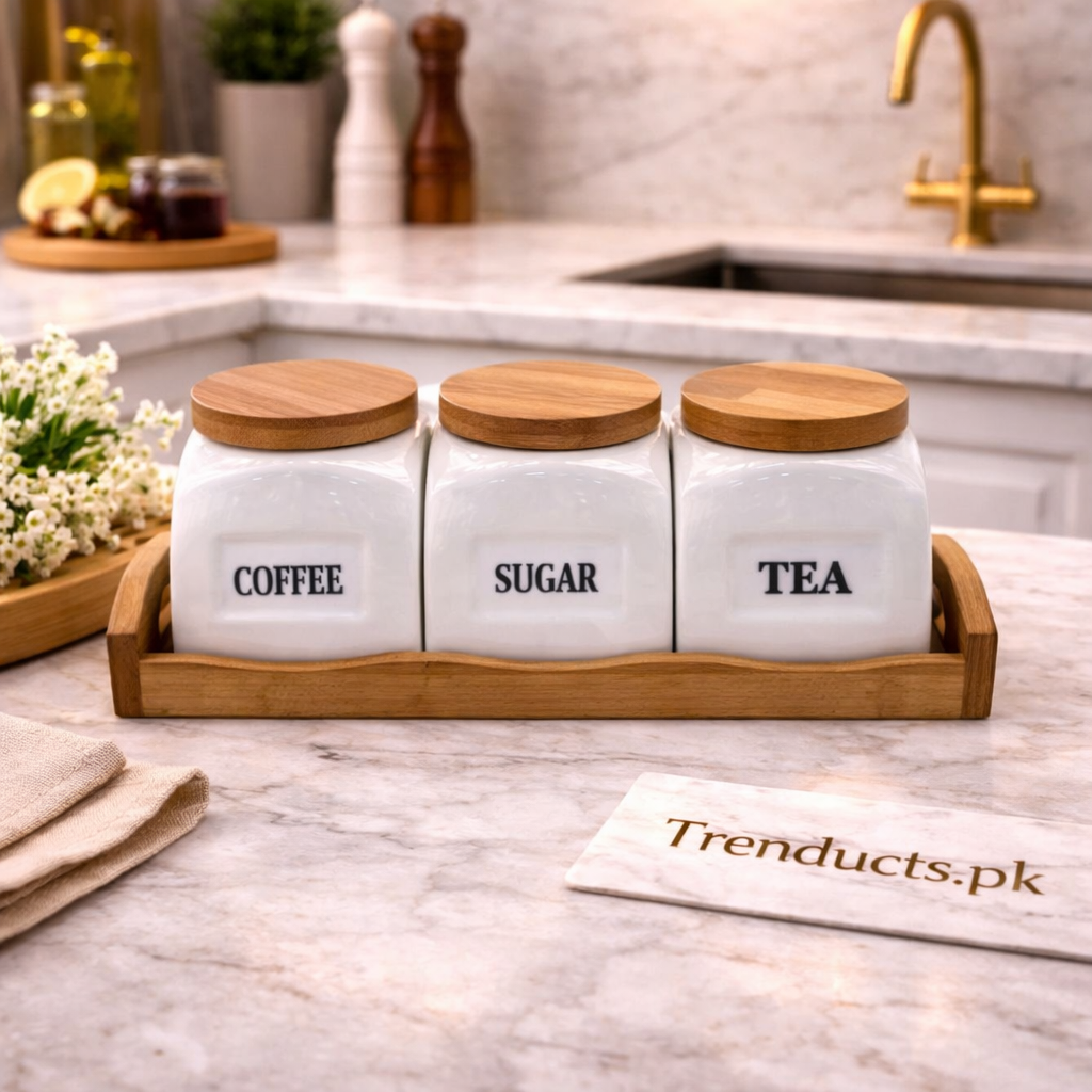 3-Piece Airtight Glass Storage Jar Set – Artisan Pantry Organization Canisters