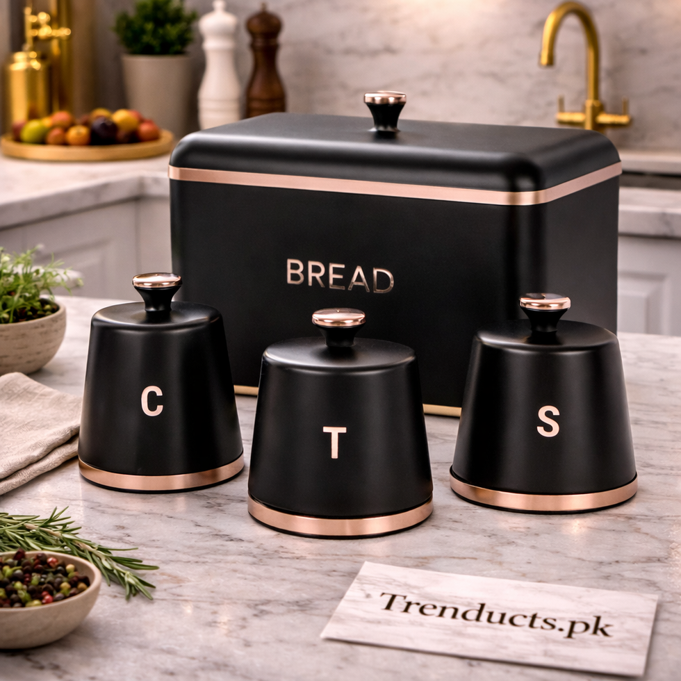 Premium 4-Piece Bread Box & Kitchen Canister Set – Airtight Countertop Organizer