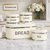 Premium 4-Piece Bread Box & Kitchen Canister Set – Airtight Countertop Organizer Station
