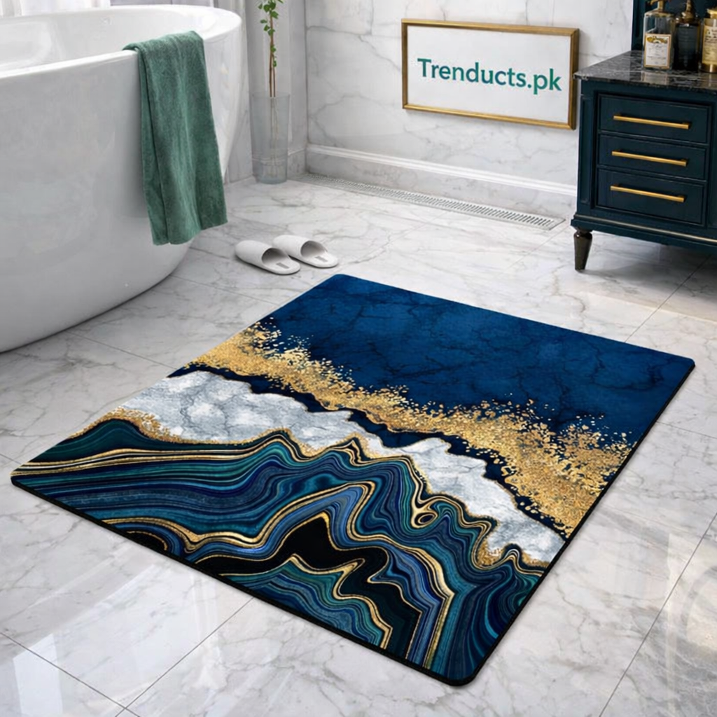 Modern Square-Edge Quick-Dry Bathroom Mat – Super Absorbent Anti-Slip Floor Rug