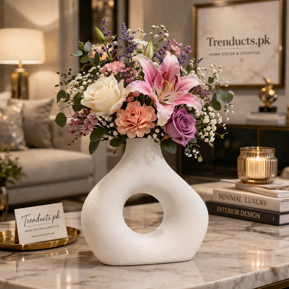 Modern Hollow White Ceramic Vase – Abstract Decor Accent