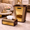 Crystal Luxe Wooden Dustbin & Tissue Box Set – Premium Decor