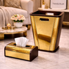Crystal Luxe Wooden Dustbin & Tissue Box Set – Premium Decor