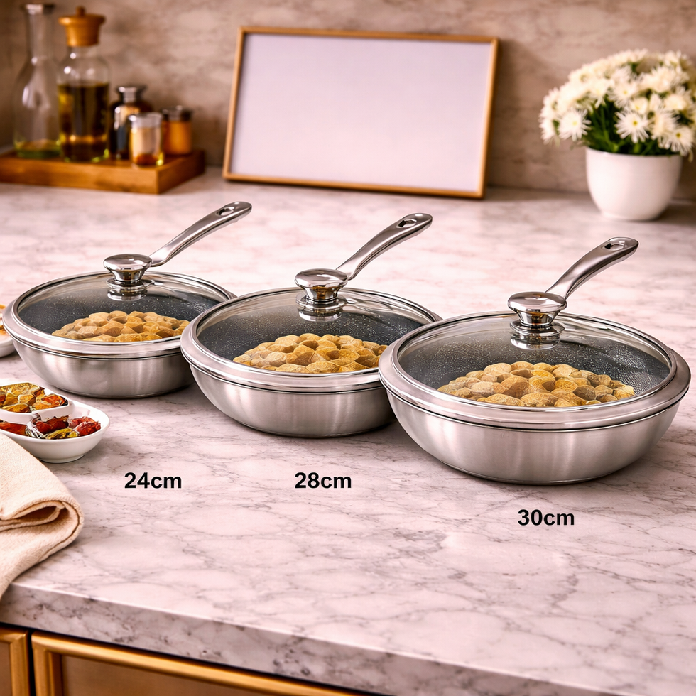 OSFE Tri-Ply Stainless Steel Frypan with Lid – Professional Skillet