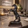 Stallion Power Elegant Black Rearing Horse Showpiece